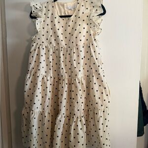 English Factory Cream and Black Polka Dot Kids Dress